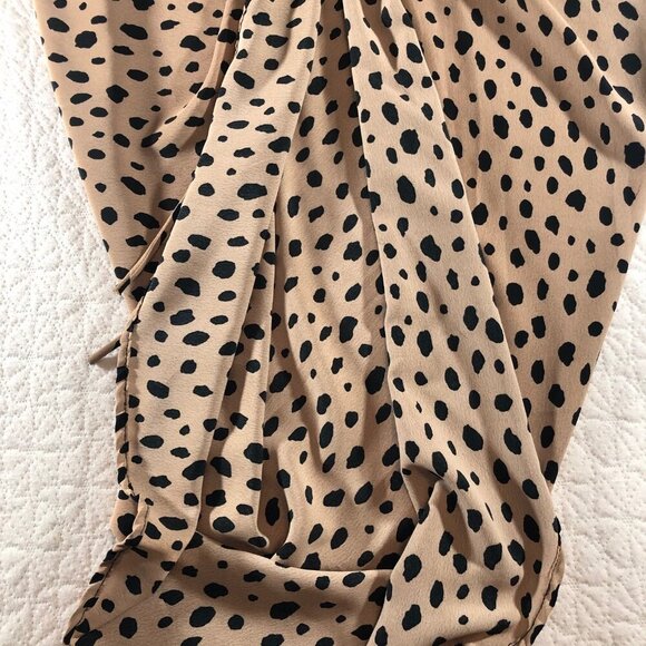 Miou Muse ruched front midi skirt women Size Large New With Tags Tan Leopard - Picture 2 of 7